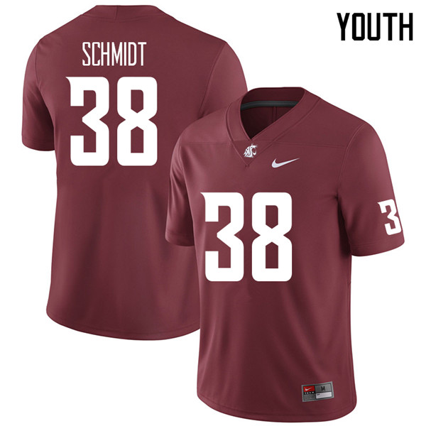 Youth #38 Hayden Schmidt Washington State Cougars College Football Jerseys Sale-Crimson
